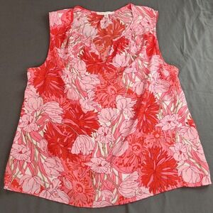 Violet & Clair Floral Print Sleeveless Blouse with Keyhole‎ Neckline size XL
